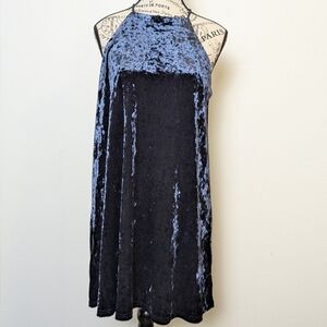 Oversized Mini Blue Velour Dress
